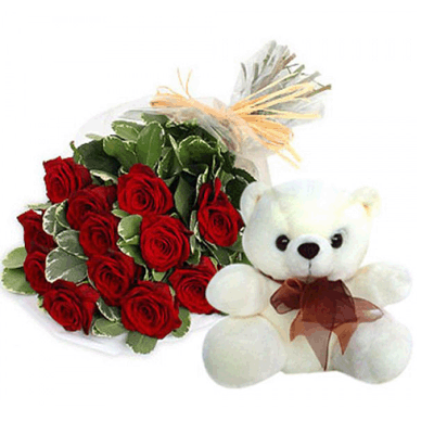 send 12 red roses and teddy to solapur