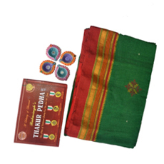 Green and red Irkal saree with kasuti 2