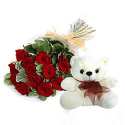 send red roses with teddybear to solapur